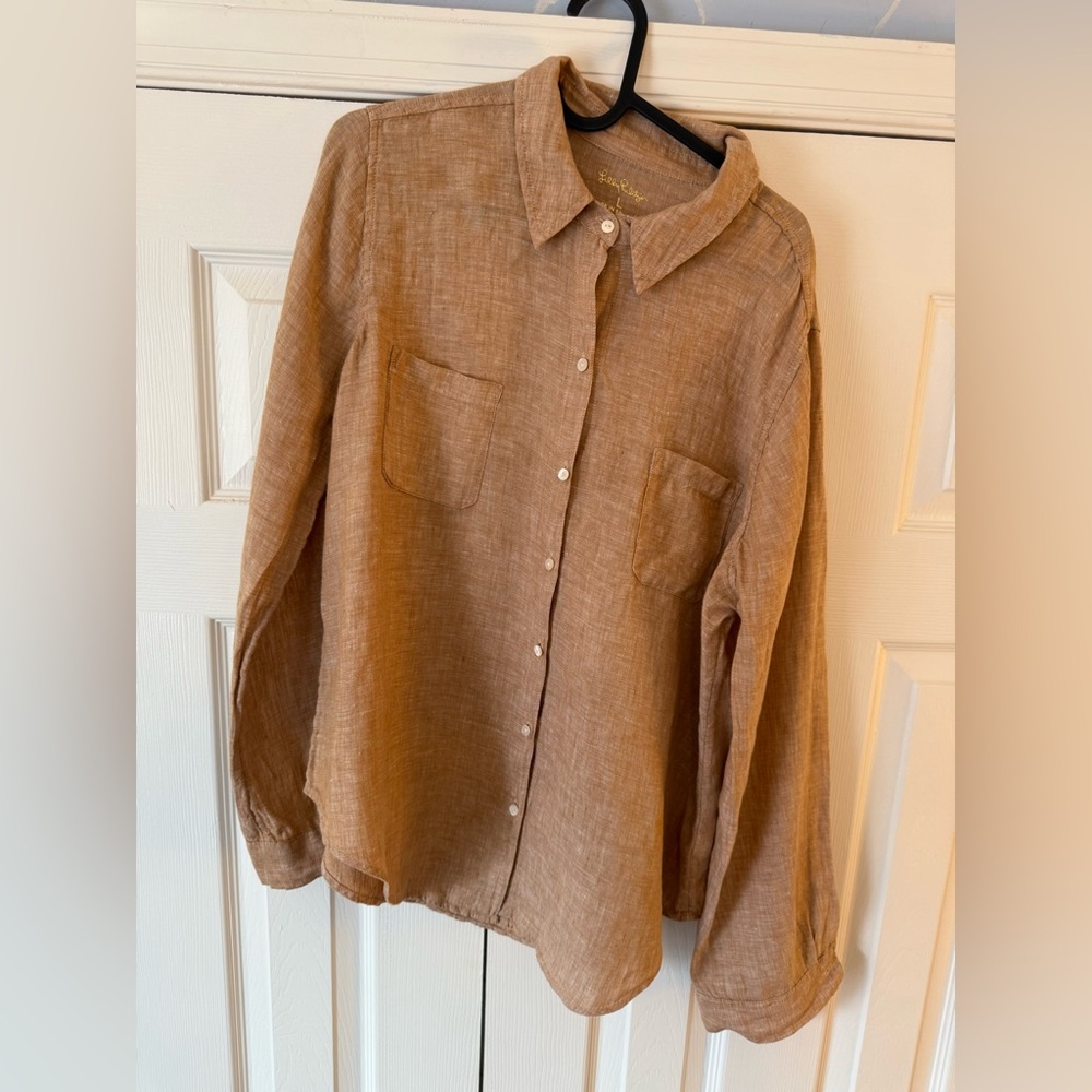 Lilly Pulitzer Sea Air Tan linen Blouse